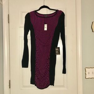 Long sleeve houndstooth sweater dress